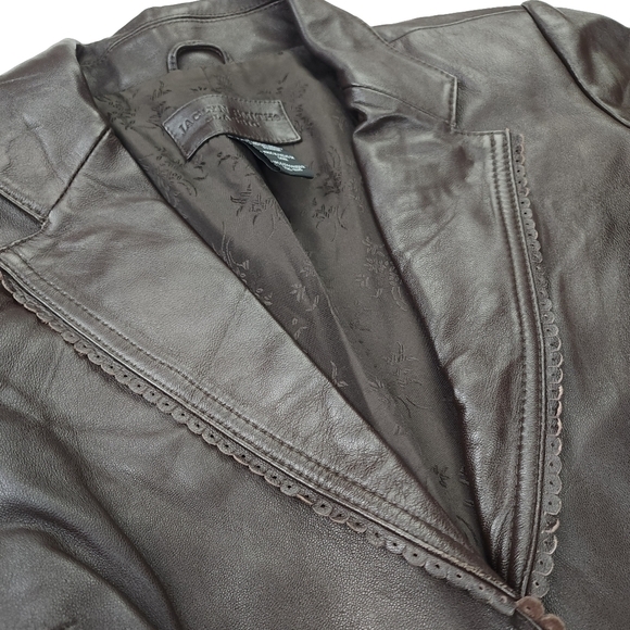 Jaclyn Smith Brown Leather Jacket sz 10 - Picture 5 of 13